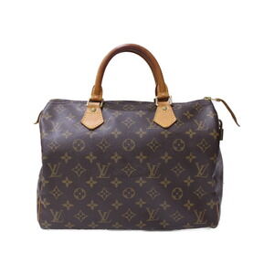 LOUIS VUITTON Speedy Monogram Leather Brown Handbag Padlock Classic